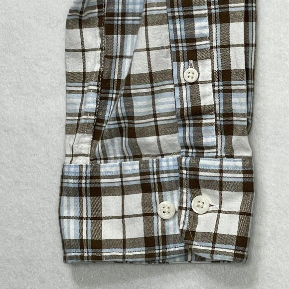 Johnnie-O Hangin’ Out Men’s Size XXL Brown / Blue Plaid Button Up Shirt - Picture 8 of 12